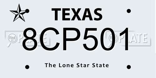 8CP501 Texas License Plate
