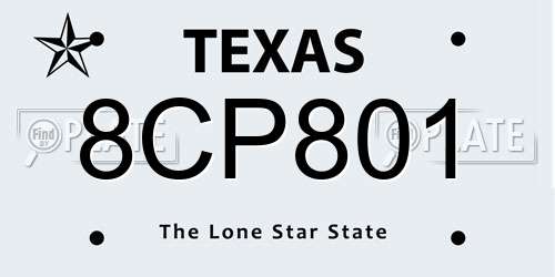 8CP801 Texas License Plate