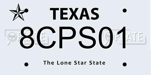 8CPS01 Texas License Plate