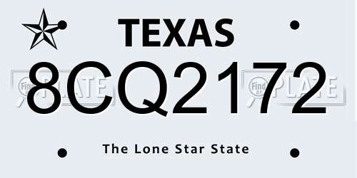 8CQ2172 Texas License Plate