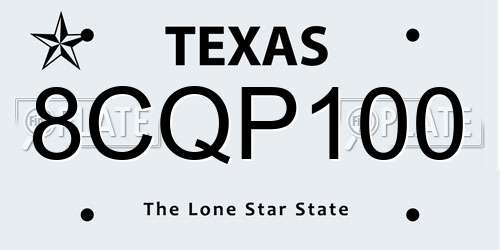 8CQP100 Texas License Plate