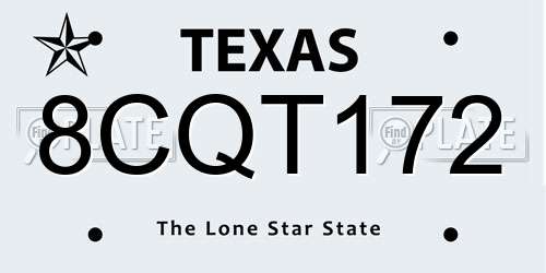 8CQT172 Texas License Plate