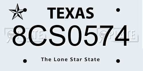 8CS0574 Texas License Plate