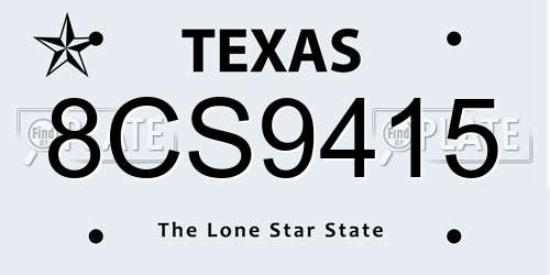 8CS9415 Texas License Plate