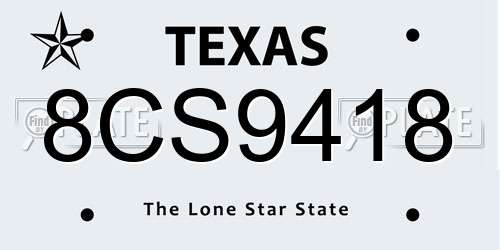 8CS9418 Texas License Plate