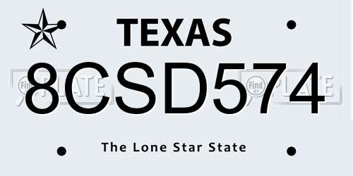 8CSD574 Texas License Plate