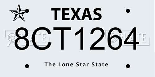 8CT1264 Texas License Plate
