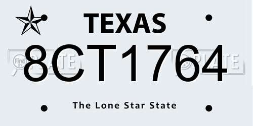 8CT1764 Texas License Plate