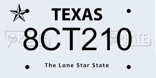 8CT210 Texas License Plate
