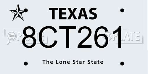 8CT261 Texas License Plate