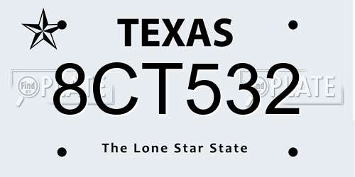 8CT532 Texas License Plate