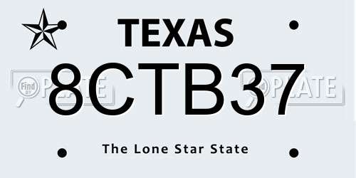 8CTB37 Texas License Plate