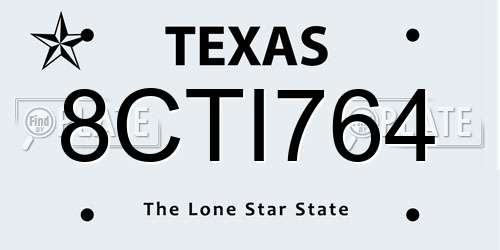 8CTI764 Texas License Plate
