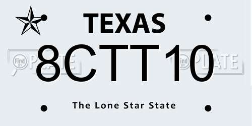 8CTT10 Texas License Plate
