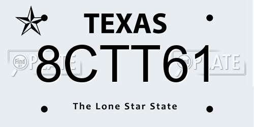 8CTT61 Texas License Plate