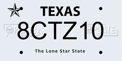 8CTZ10 Texas License Plate