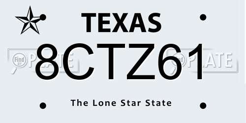 8CTZ61 Texas License Plate