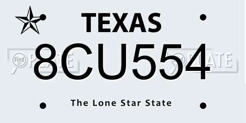 8CU554 Texas License Plate