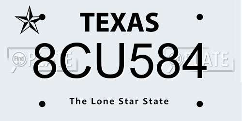 8CU584 Texas License Plate