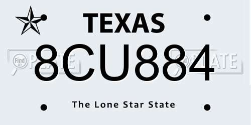8CU884 Texas License Plate