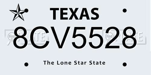 8CV5528 Texas License Plate