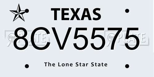8CV5575 Texas License Plate