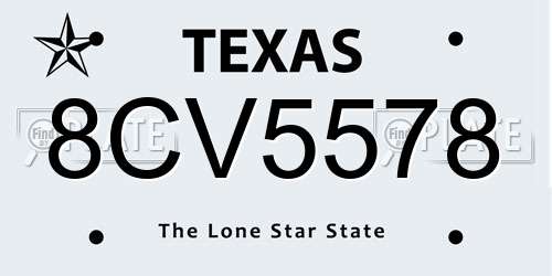 8CV5578 Texas License Plate