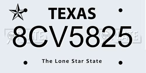8CV5825 Texas License Plate