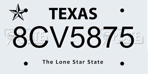 8CV5875 Texas License Plate