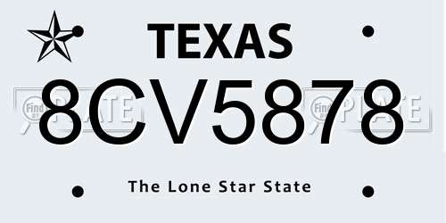 8CV5878 Texas License Plate