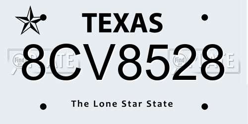 8CV8528 Texas License Plate
