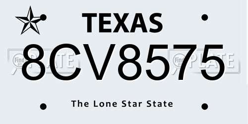8CV8575 Texas License Plate