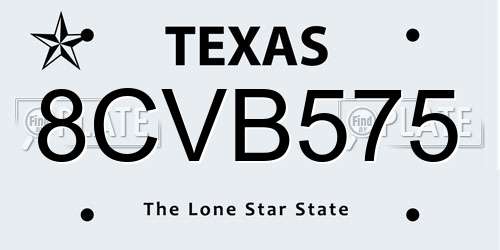 8CVB575 Texas License Plate