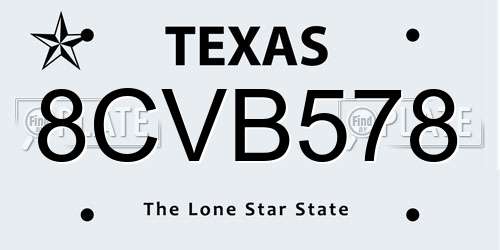 8CVB578 Texas License Plate