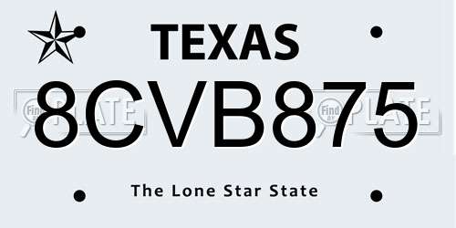 8CVB875 Texas License Plate