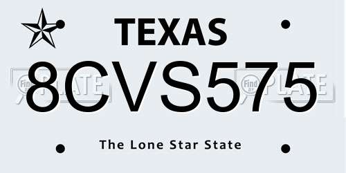 8CVS575 Texas License Plate