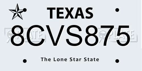 8CVS875 Texas License Plate