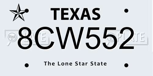 8CW552 Texas License Plate