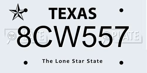 8CW557 Texas License Plate