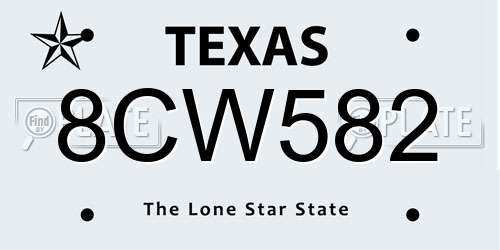 8CW582 Texas License Plate
