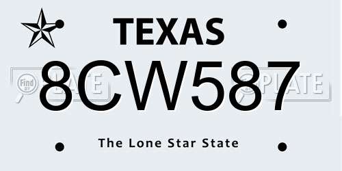 8CW587 Texas License Plate