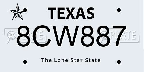 8CW887 Texas License Plate