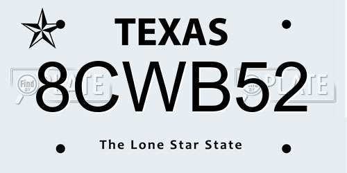8CWB52 Texas License Plate