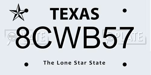 8CWB57 Texas License Plate