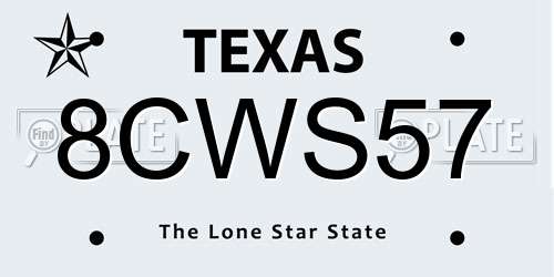 8CWS57 Texas License Plate