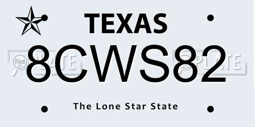 8CWS82 Texas License Plate