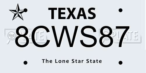 8CWS87 Texas License Plate