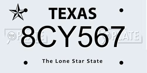 8CY567 Texas License Plate