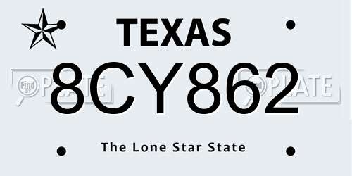 8CY862 Texas License Plate