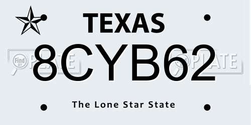8CYB62 Texas License Plate